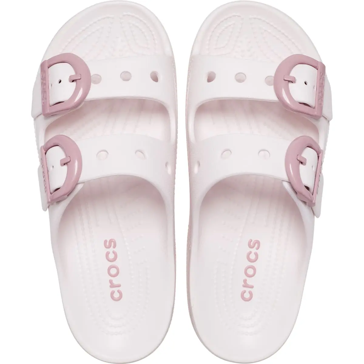 Crocs Women's Saturday Enamel Buckle Two-Strap Sandals, Summer Sandals