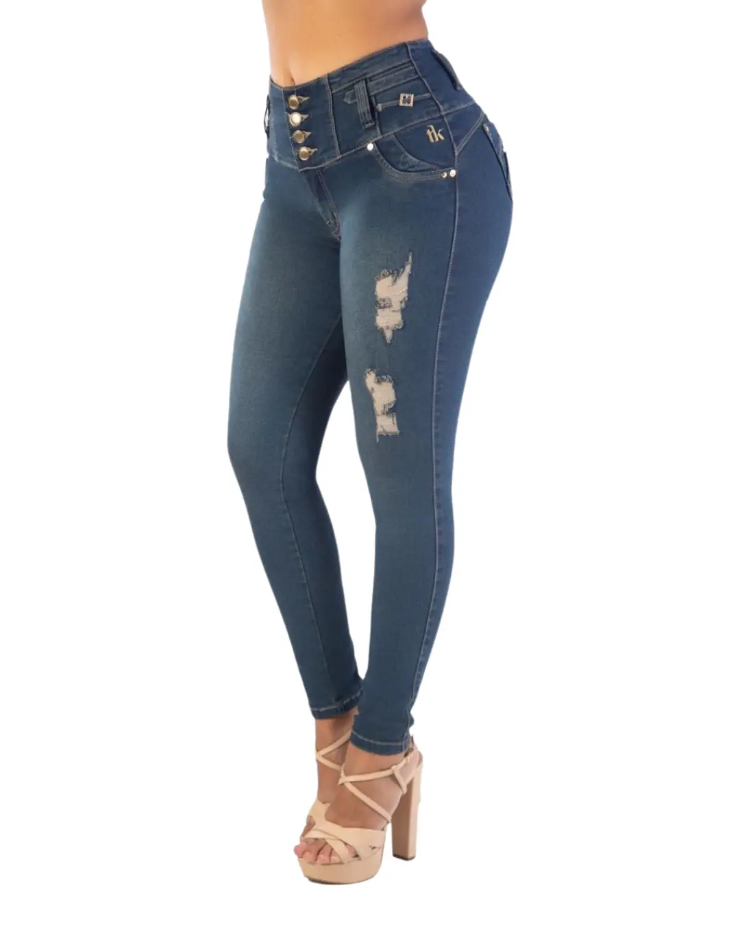 Tiki Jeans Women's Butt-Lifting Skinny Fit Jeans with High Waist and Heart Stitch Back Pocket in Stretchy Denim Fabric