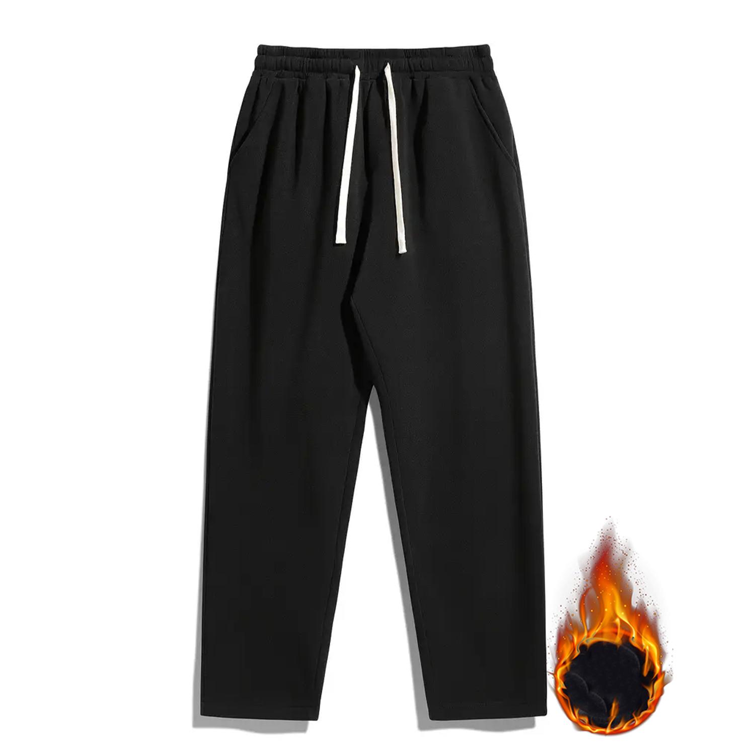 Men's Solid Thermal Lined Drawstring Waist Pants Casual Comfy Loose Fitting Trousers for Fall & Winter Daily Wear Relaxed Fit Menswearfall outfits men Socks Beige Blue Socks Plain men's work pants pantalones para hombre