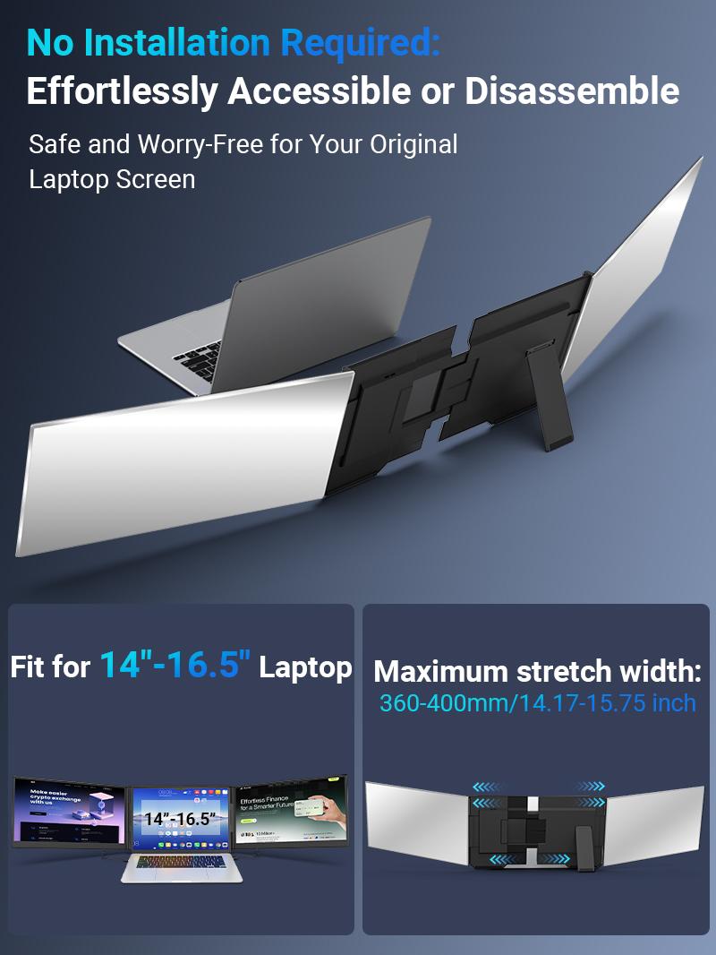 【TikTokShopSpringGlowUp】Cevaton 15.6" Laptop Screen Extender, 1080P FHD Dual Portable Monitor for Laptops, Ultra-Slim Travel Dual Monitor Fit for 13-17.3" Laptops, USB-C Plug&Play Extended Screen Compatible with Win/Mac/Android