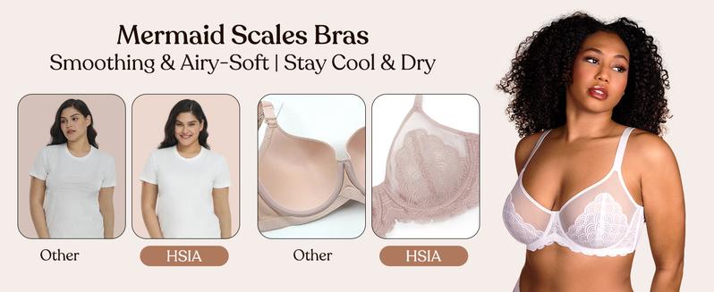 HSIA Mermaid Scales Sexy Lace Plus Size Unlined Underwire Non-padded Full Coverage Minimizer Bra with Back Smoothingfor Women Large Bust
