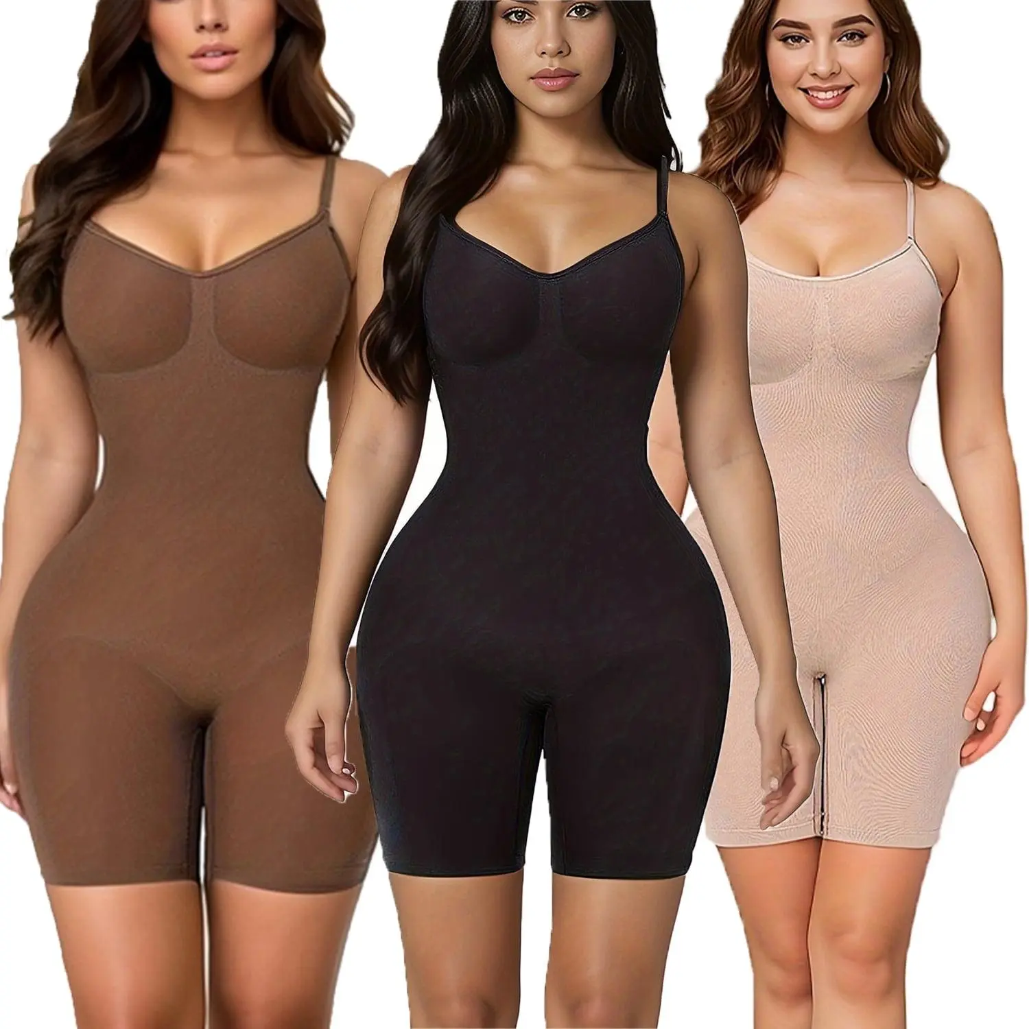 Women's Seamless Compression Body Shaper - Feminine Elastic Soft Breathable Mesh Fabric, Tummy Control, Hip Lifting, Thigh Slimming, Adjustable Fit Underwear