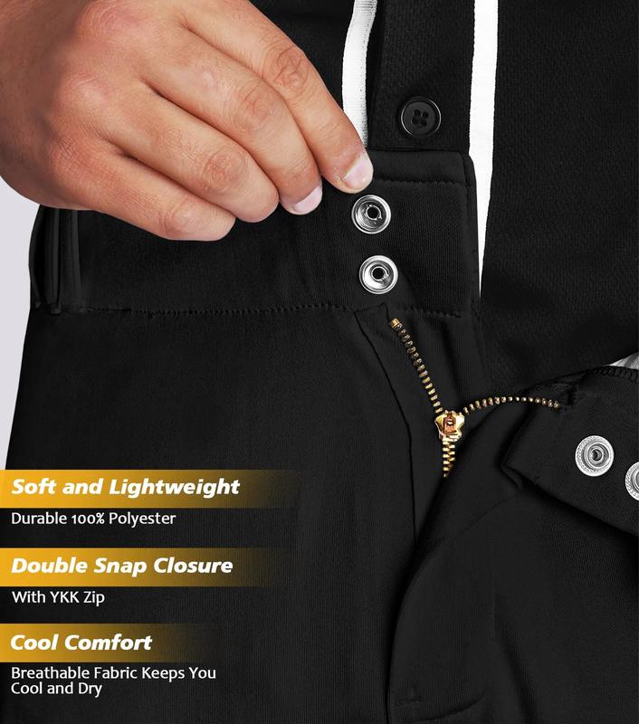 Penveer Full Length Men's Baseball Pants, Open Bottom, Loose Fit Adult Baseball Pants with Adjustable Length (Black) Athletic Tracksuit Soft Jogger Trousers