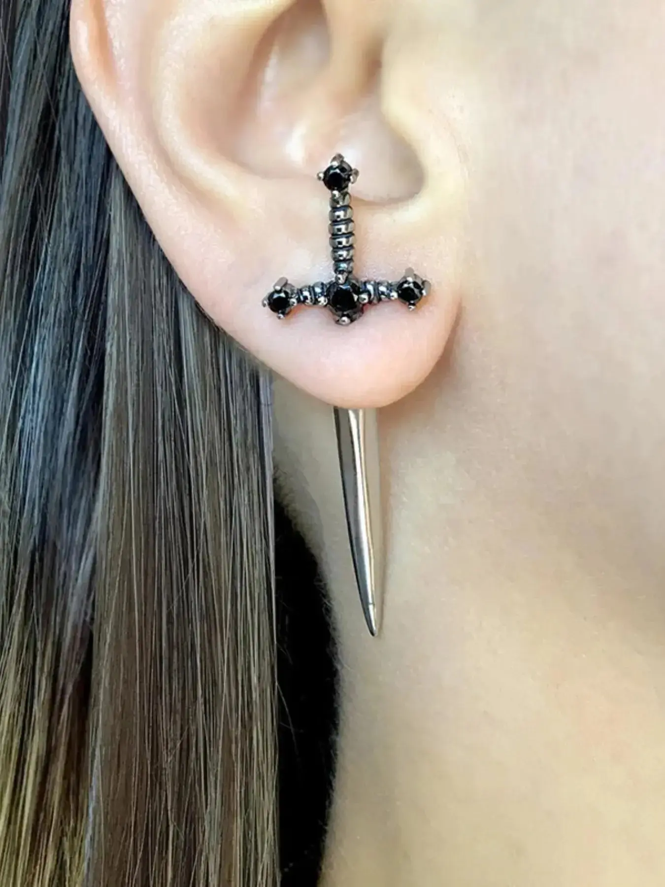 Gothic Sword Earrings for Women, Gothic Jewelry, Party Earrings, Vintage Punk Design with Artificial Crystal, Perfect for Parties and Daily Wear, Comfortable and Durable