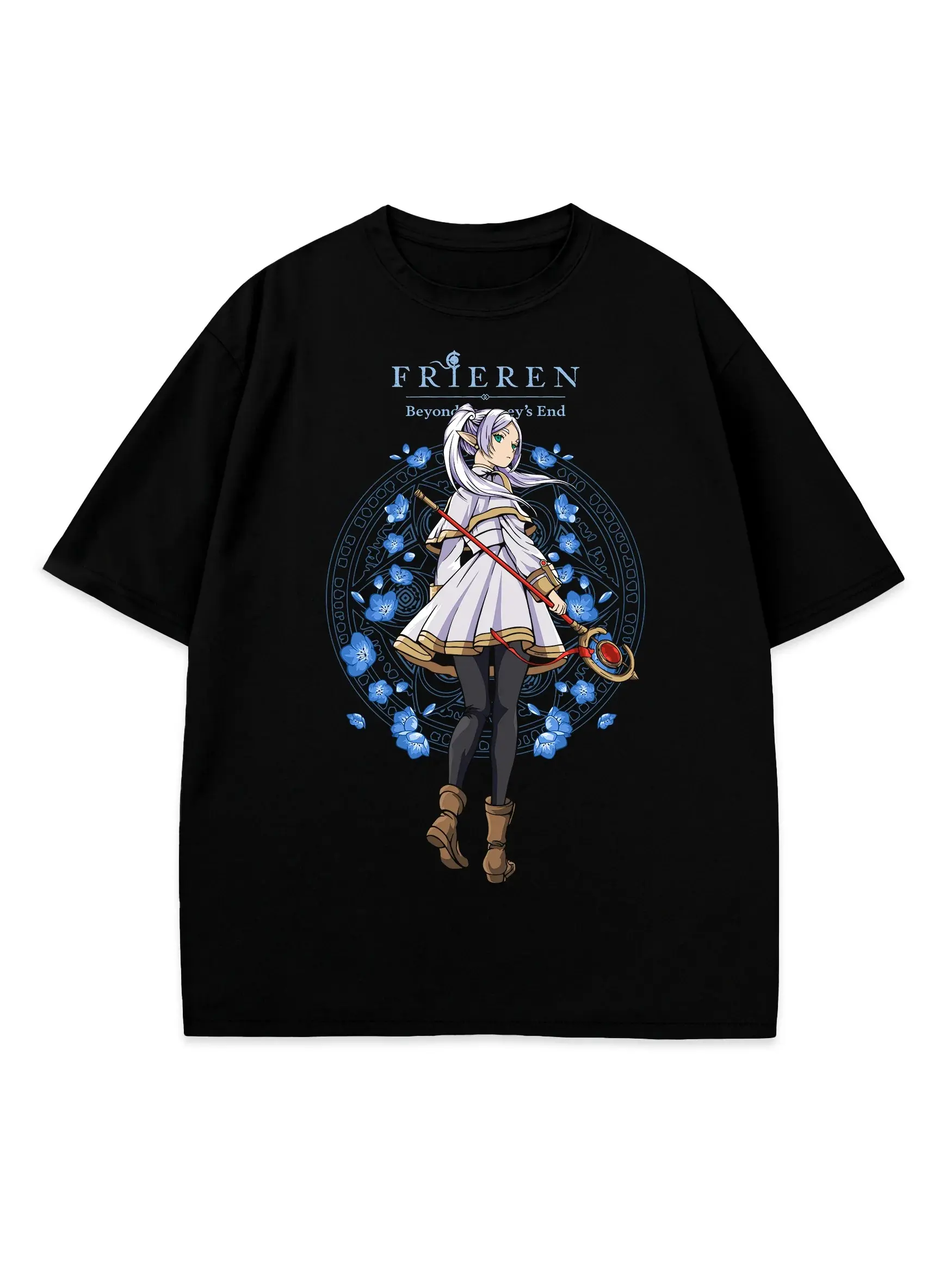 Frieren: Beyond Journey's End Magic Circle T-Shirt, Frieren Back View Anime Graphic Tee, Premium Cotton Unisex Casual Streetwear Top