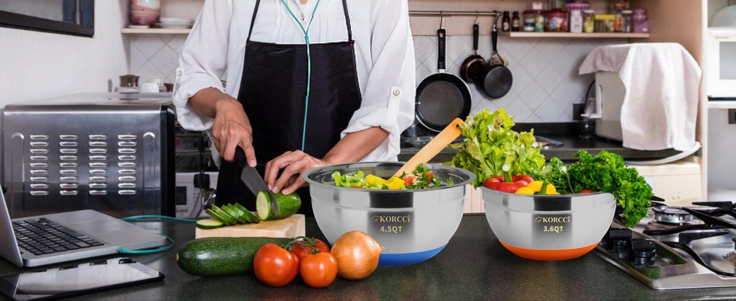 Mixing Bowls with Lids Set 7 PC Stainless Steel Salad Bowls with Colorful Airtight Lids for Kitchen Tableware  Nesting Salad Bowls Set