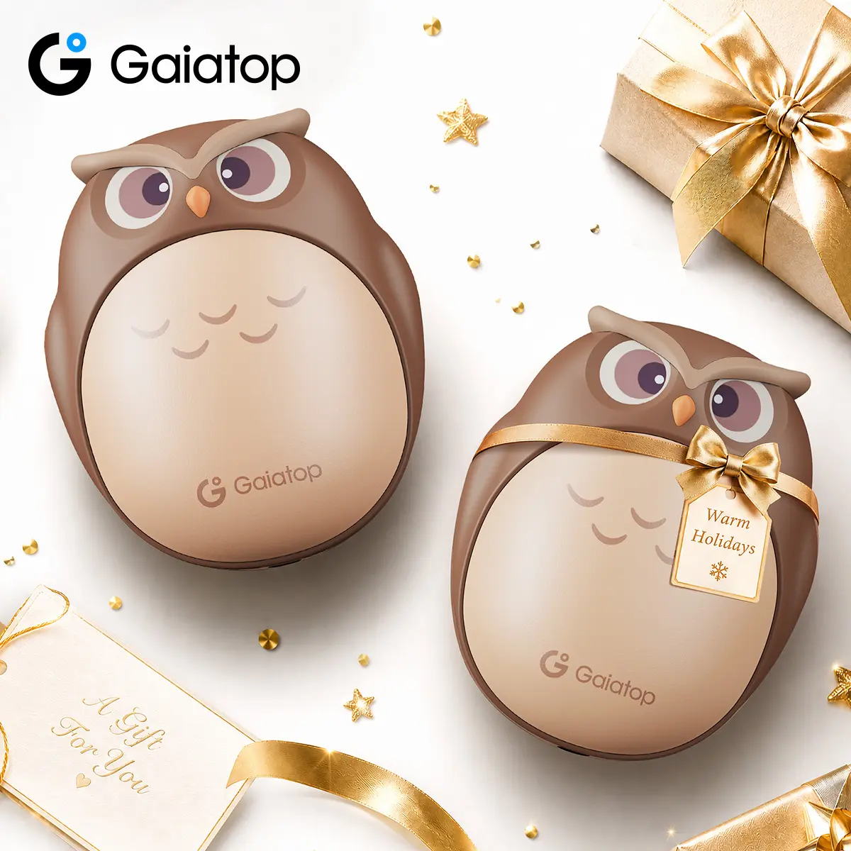 [Magnetic Owl] GAIATOP 2-in-1 Hand Warmer, 4000mAh Rechargeable Pocket Heater, 2s Rapid Heat, Adorable Winter Gift