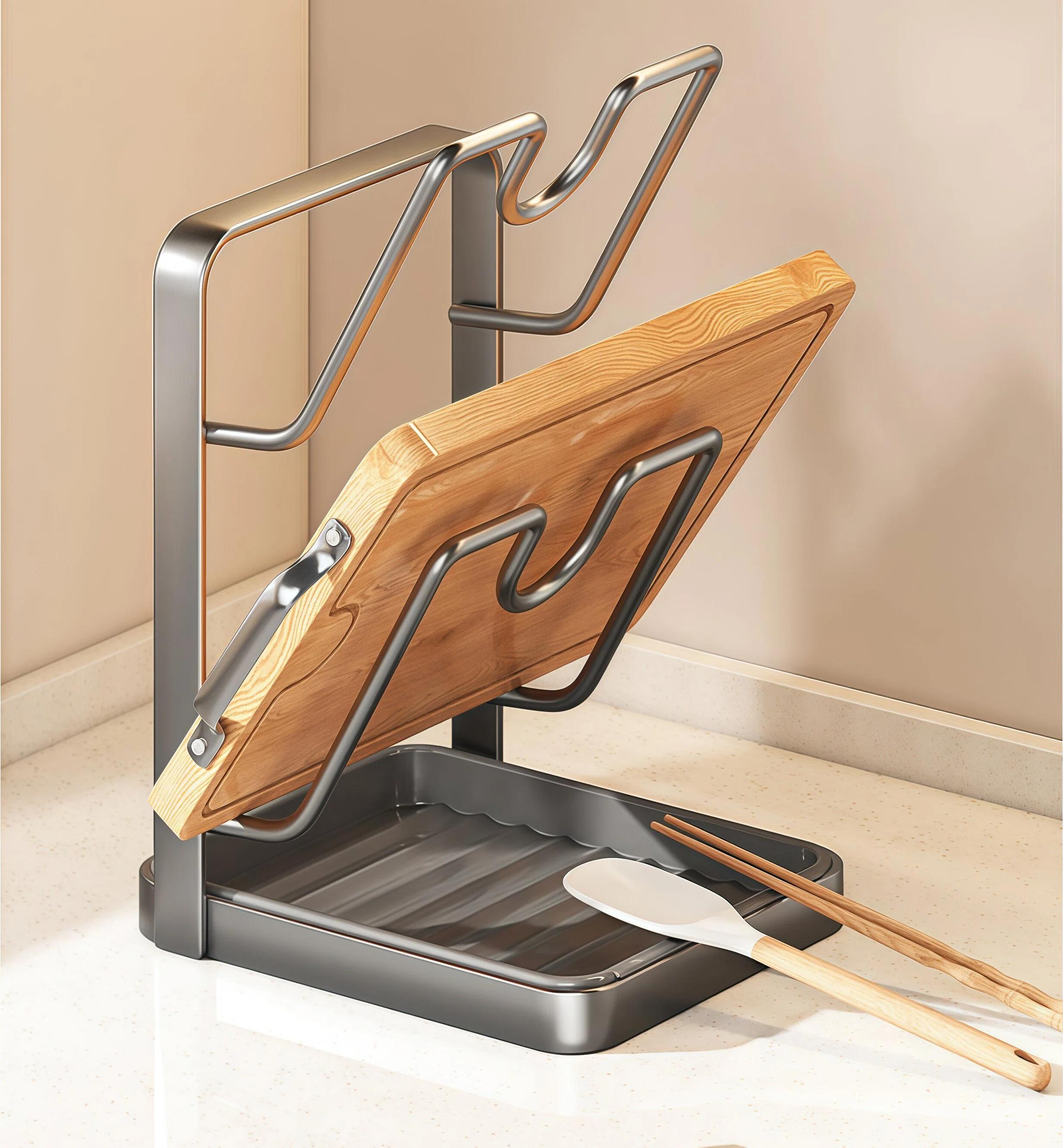 JointlyCreating Multi-Functional Kitchen Organizer Rack Holds Lids Cutting Boards Non-Slip Durable Double Layer