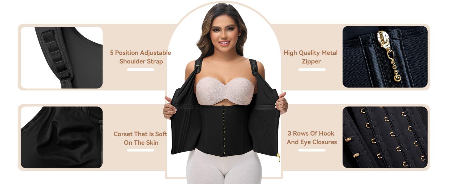 SHAPSHE Waist Shapewear Corset for Women Tummy Control Sport Workout Body Shaper Vest for Women Gym Zipper and Hooks SHAPSHE Waist Shapewear Corset for Women Tummy Control Sport Workout Body Shaper Vest for Women Gym Zipper and Hooks