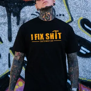 I Fix Shit Hoodie – Funny Mechanic Quote Hoodie for Men, Blue Collar Workwear Attitude Sweatshirt