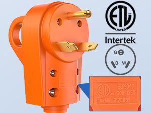 Nilight 30 Amp RV Replacement Plug 125 Volt Heavy Duty Male with Handle ETL Listed NEMA TT-30P for Camper Caravan Motorhome Van Trailer