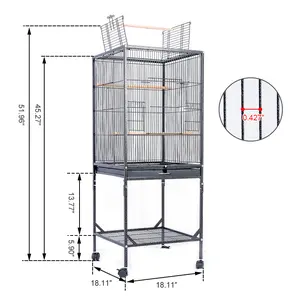 Baonan 45 & 52 Inch Luxury Large Bird Cage with Spacious Flying Space & Multiple Perches for Parrots Cockatiels Sun Conures Finches Indoor Outdoor Use