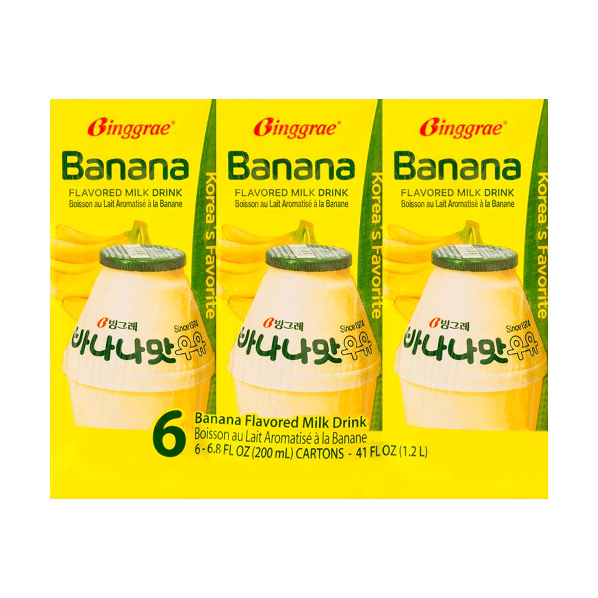 Binggrae Korean Banana Flavored Milk - 6 Packs 200ml Silk Mellow & Silky Delicate Smooth Taste Sweet Rich Banana Flavor in Fragrant Milk Korea's No 1 Classic Drink