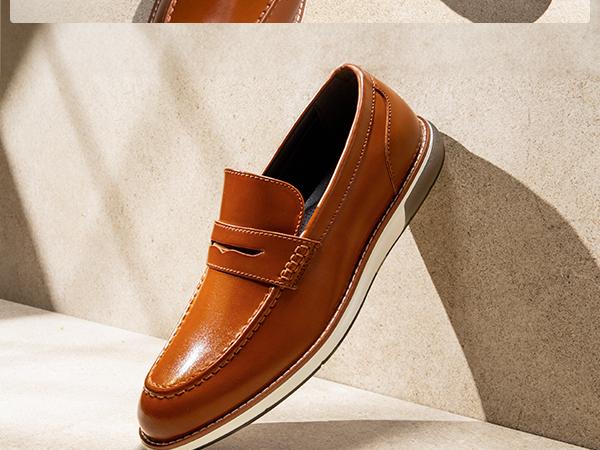 Bruno Marc Men's Vegan Leather Slip-On Penny Loafers