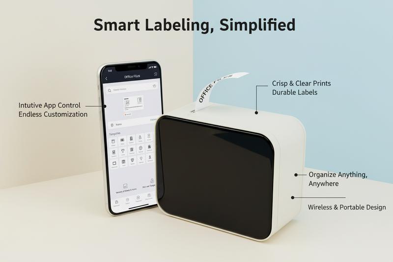 Portable mini label maker, portable wireless printer, thermal label printer. Can print name labels, item labels, and can labels, making it a perfect Valentine's Day gift.