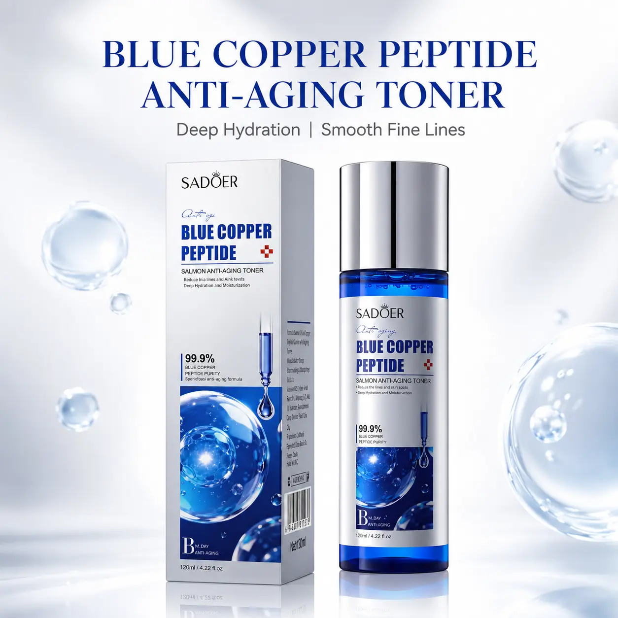 GHK-Cu Copper Peptide Facial Toner, Lightweight Watery Skin Prep for Dewy-Looking Skin, Fresh Fast-Absorbing Non-Sticky Finish, Facial Toner for Glass Skin Routine and Morning or Night Skincare, 120ml / 4.22 fl oz