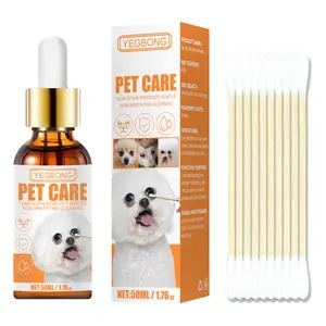 YEGBONG Pet Care Tear Stain Remover Liquid – Gentle Non-Irritating Eye Cleaner for Dogs & Cats, Removes Tear Stains & Discharge, Soothes Redness & Dry Eyes, Daily Eye Care Solution with Hyaluronic Acid & Chrysanthemum Extract – 50ml/1.76 Fl Oz