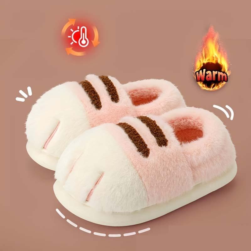 Women's & Men's Cat Theme Faux Fur Fuzzy Fashion Slippers Winter Warm Cozy House Fur Slides Cute Bedroom Shoes For Man Woman Home Use Footwear