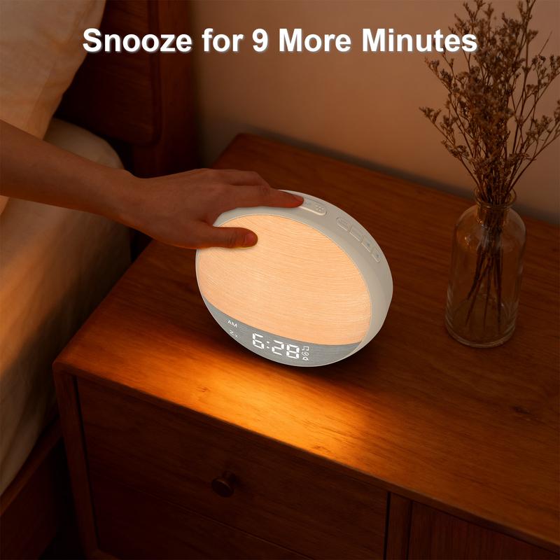 Bugucat Sunrise Alarm Clock & White Noise Machine — Natural Wake-Up Light, Dimmable Night Light & Digital Clock for Bedroom, Multiple Soothing Sleep Sounds, Alarm Clock Design, Adjustable Brightness — Ideal Sleep Aid & Gift for Babies, Kids & Adults