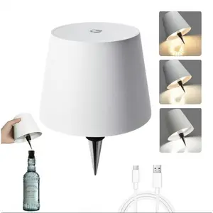 GZXIHTZ Wireless Wine Bottle Lamp - LED USB Rechargeable Lighting, Stepless Dimmable Multifunctional Table Lamp, 3 Color Temp, for Bedroom, Bar Use