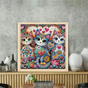 Special Shape Diamond Art Kits for Adults, Funny Cat 5D Diamond Painting Kits for Beginner, Gem Art, Animal Diamond Crystal Rhinestones Painting Kits for Home Wall Decor Gift, 11.8x11.8 in