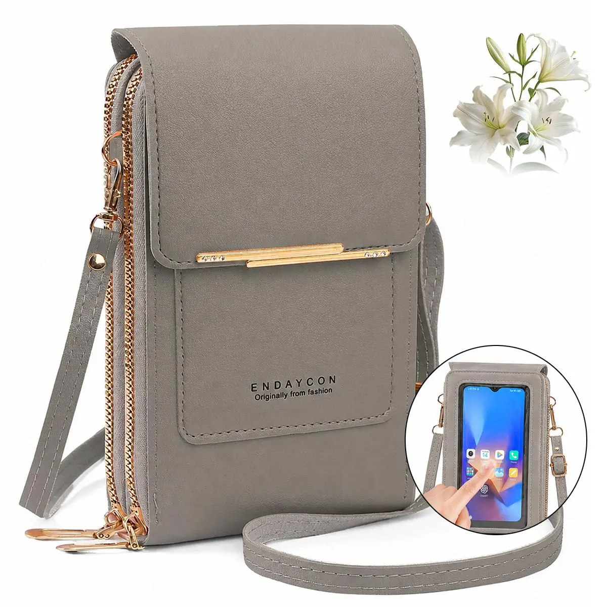 PU Leather Crossbody Purse for Women, Small Touch Screen Phone Bag with Adjustable Strap and Detachable Coin Pouch for Travel, Graduation Gifts, Purses Crossbody Bag, Magnetic Closure, Scratchproof, Casual, Zip