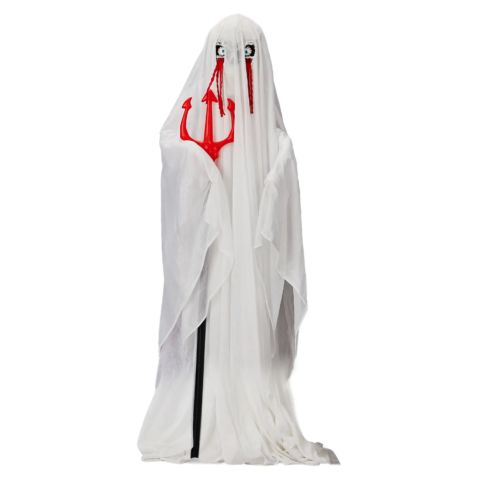 Ubesgoo 4.3ft Standing Sound-Activated Life-Size Animatronic Ghost Event Prop - Trident, Green Lights, Creepy Sound, Outdoor Indoor Decorative Home Party Decorations for Garden Yard Lawn