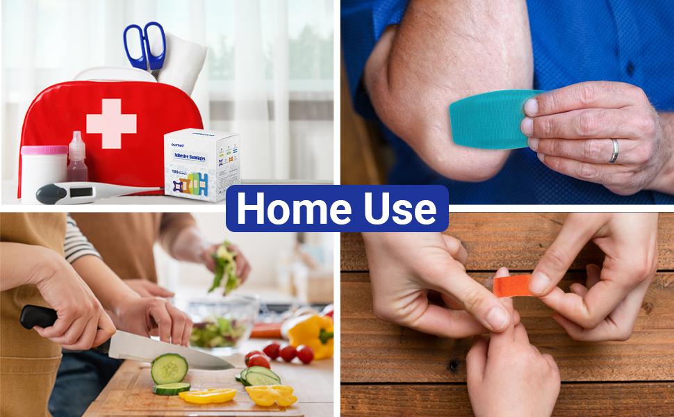 Ourmed Flexible Fabric Bandages (Flexible Tape) - 200 Count, Assorted Sizes, Rainbow Colors, Latex-Free, Breathable Long-Lasting Adhesive Bandages with Non-Stick Pads for First Aid Wound Care (Cuts, Scrapes)