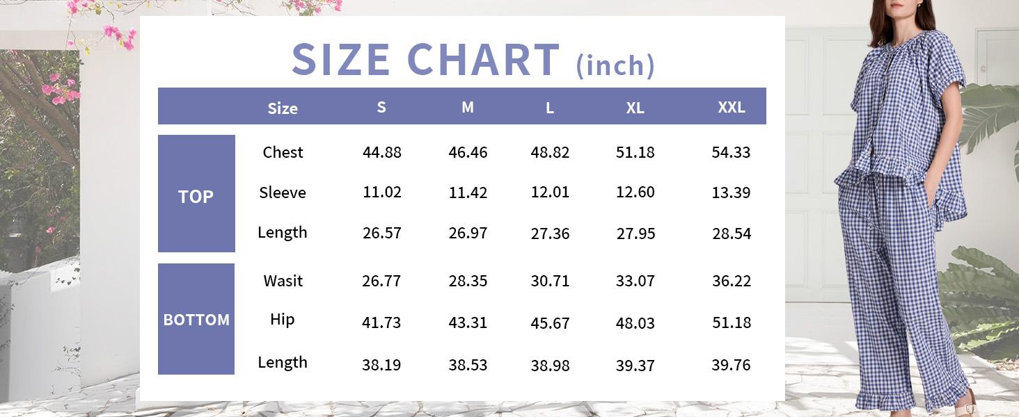 Naeduo Womens Plaid 2 Piece Pajamas Sets Gingham Button Down Puff Sleeve Babydoll Shirt Ruffle Pants Y2K Pjs Lounge SpringStatements Set Soft