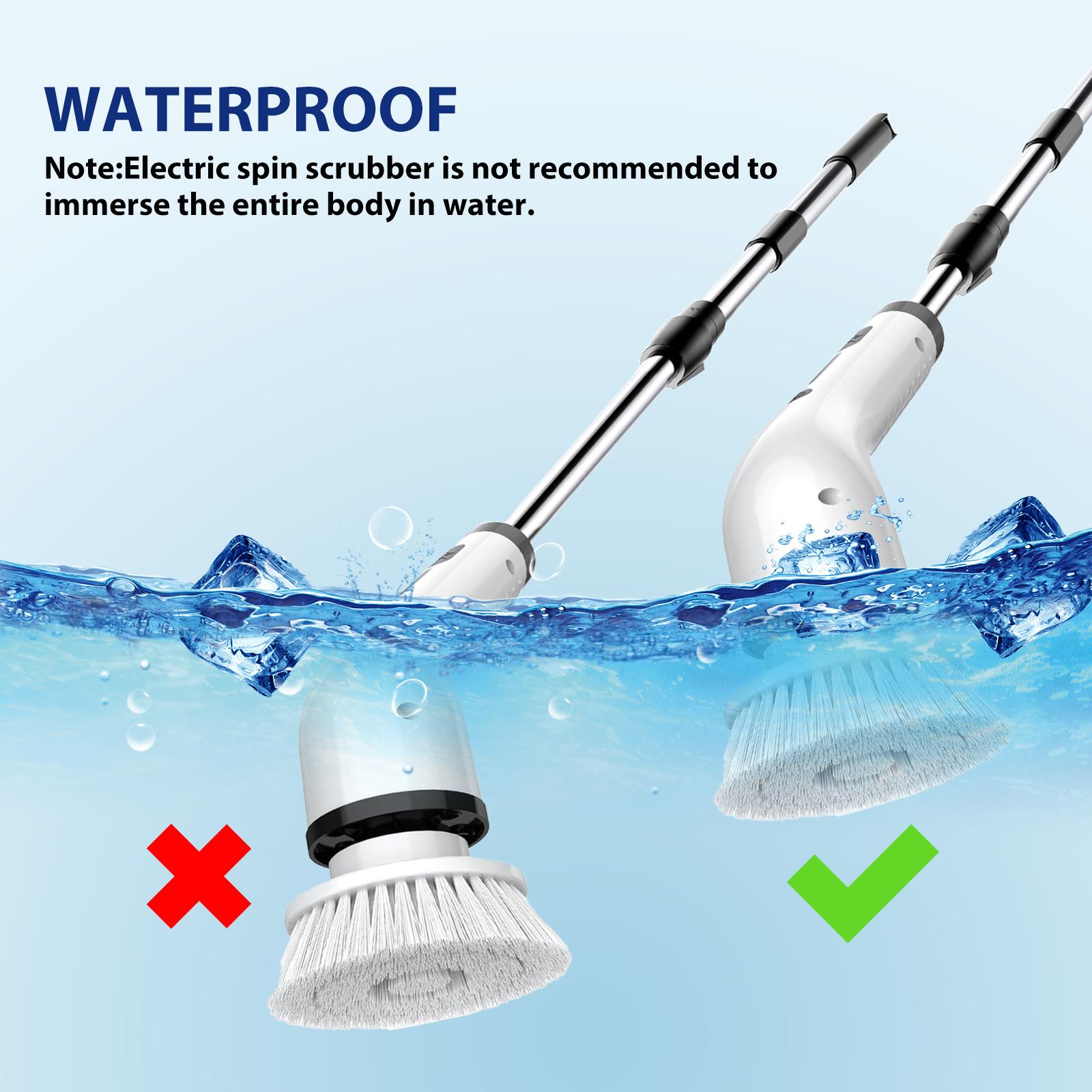 Electric Spin Scrubber Cordless Shower Scrubber lPX7 Waterproof Multi-Surface Cleaning Brush with 8 Brush Heads Long Battery Life Adjustable Speed Extendable Handle for Bathroom Kitchen Durable Cleaning Helper Utensils SummerVibes