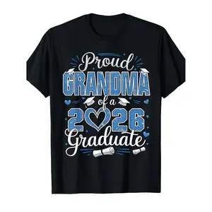 Proud Grandmother of the Class of 2026 Unisex Graduation T Shirt Featuring Retro Cap and Diploma Design