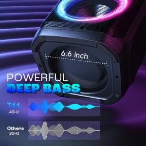 W-KING T11 Party Bluetooth Speakers 240W IPX6 Waterproof 5.3 Wireless 115dB Bass Hi-Fi DSP Karaoke Mic Lights USB EQ for Smartphones & Parties