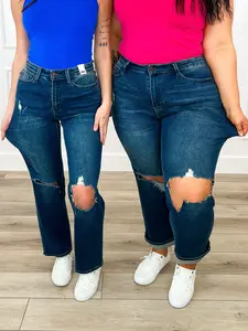 Judy Blue Janelle High-Rise Dad Jeans - Dark Wash (Distressed)