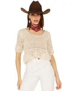 Sadie Women's And Sage Crochet Bestia Peplum Top - Ad141017