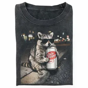 [Flashsale up to 70%]Three Raccoons Drinking Dr PP diet T-shirts, Comfort Colors T-shirt, Trendy Shirt, Funny Meme Genz Dank Raccoons,  Gift for Men, Women funny shirts for women, Womenswear Cotton Top Streetwear