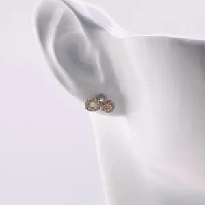 Oroconda Jewelry 14k Infinity White Zirconia Broquel Earrings for Women