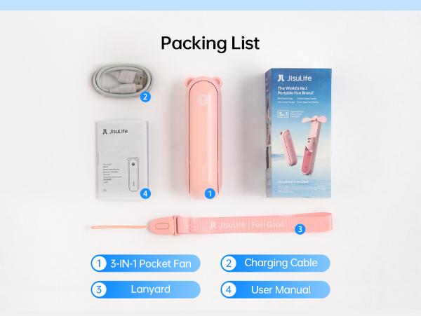 JISULIFE Handheld Mini Fan 3-in-1 Portable, 4500mAh/2000mAh Rechargeable Battery USB Fan with Power Bank & Flashlight, Multifunctional for Travel, Makeup, Daily Use