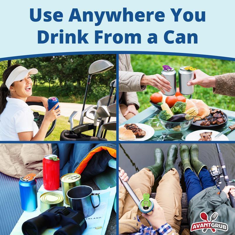 Avantgrub Complete Cover Easy Tab Opener 6PK Beverage Barricade 2.0 Colorful Drink Can Protector Cap for Soda Beer Coke Shields Bugs Bees Dust at Party BBQ Beach Kitchen