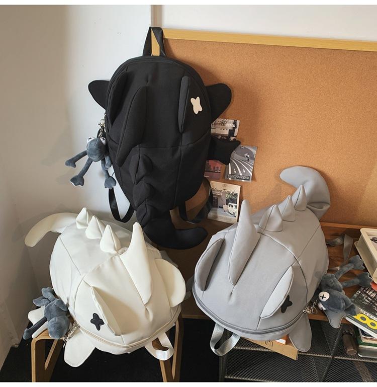 Creative Personality Backpack for Men and Women, Trendy Shark, Funny, Cute, Student, Ins, Korean Version, Travel, Motorcycle, Casual Backpack Daily Use SpringStatements