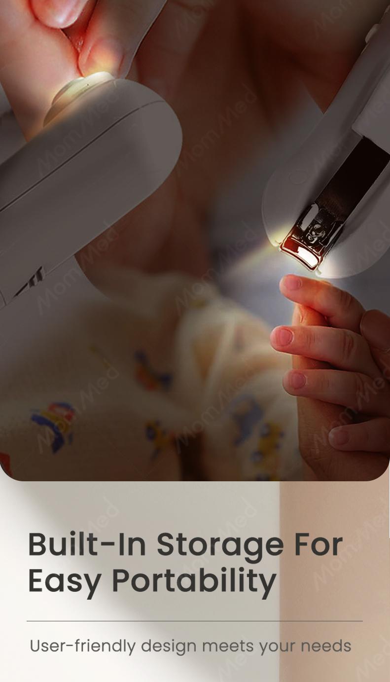 MOMMED Baby Finger nail clipper, 6 Grinding Heads and LED Light electric baby nail file
