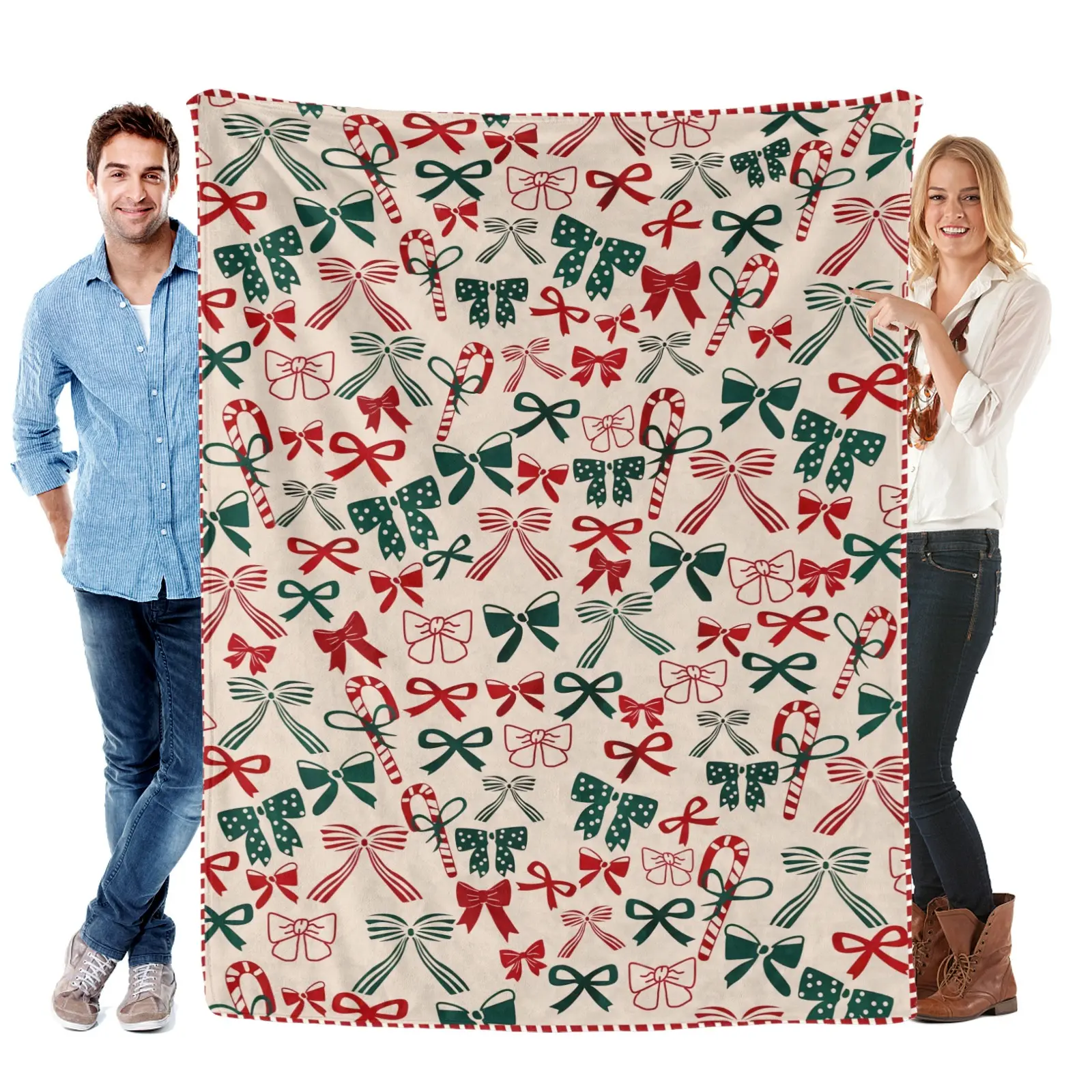 Kringle Express Christmas Multi-Size Throw Blanket - Gingerbread Man Design, Super Soft Breathable Microfiber Polyester, Warm, Cozy Style, Lightweight, Fluffy, Machine Washable, Ideal for Napping, Living Room Gift for Friends