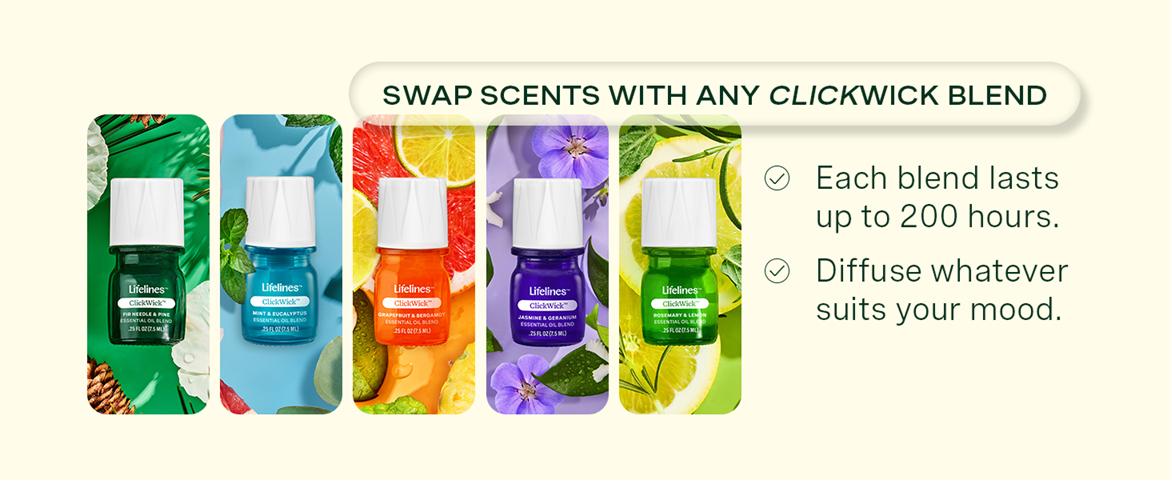 Lifelines Flameless Candle Essential Oil Diffuser Bundle with 2 ClickWick Essential Oil Blends - FREE SHIP Lifelines Flameless Candle Essential Oil Diffuser Bundle with 2 ClickWick Essential Oil Blends - FREE SHIP
