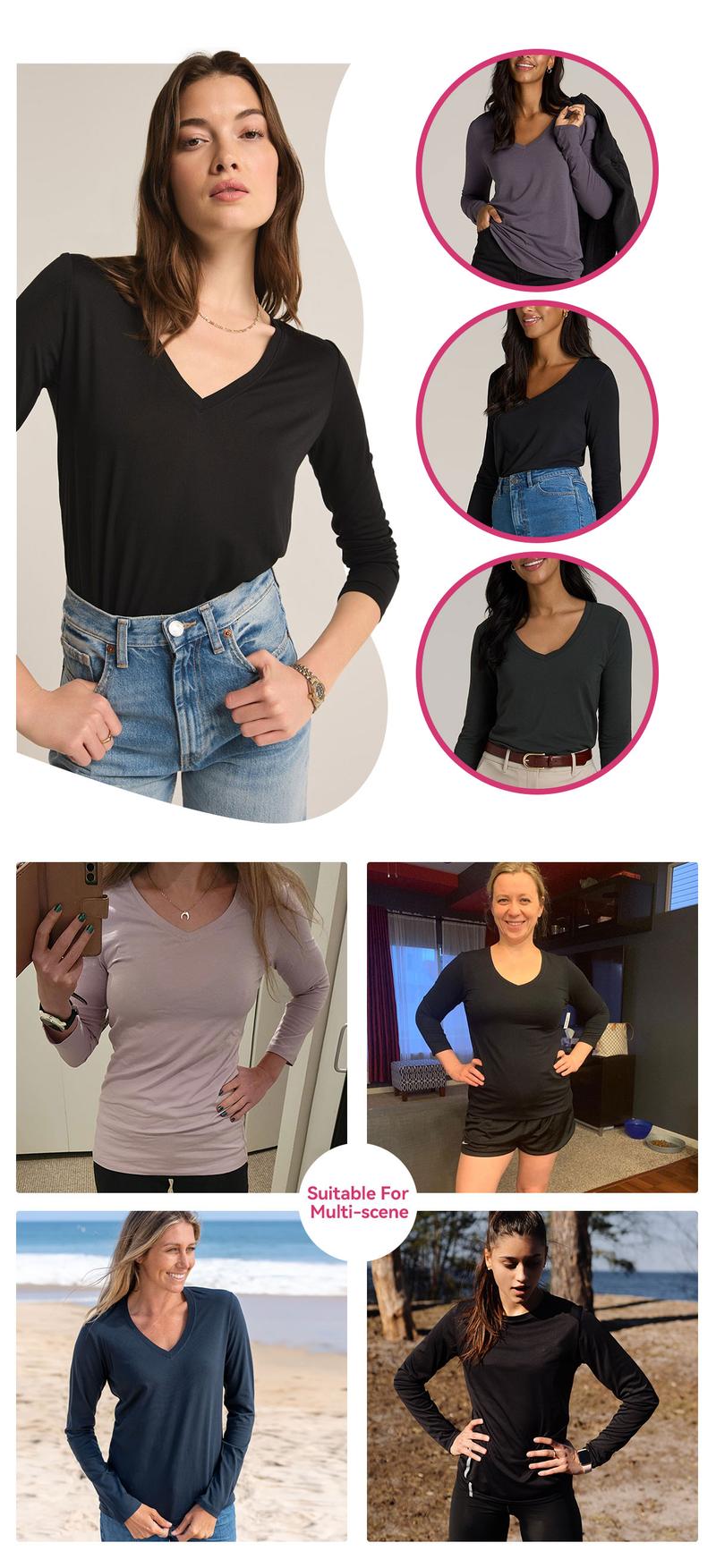 SHOWITTY Women's 3 Pack Long Sleeve Shirts – Casual Fall Tops for Workout, Travel & Daily Wear