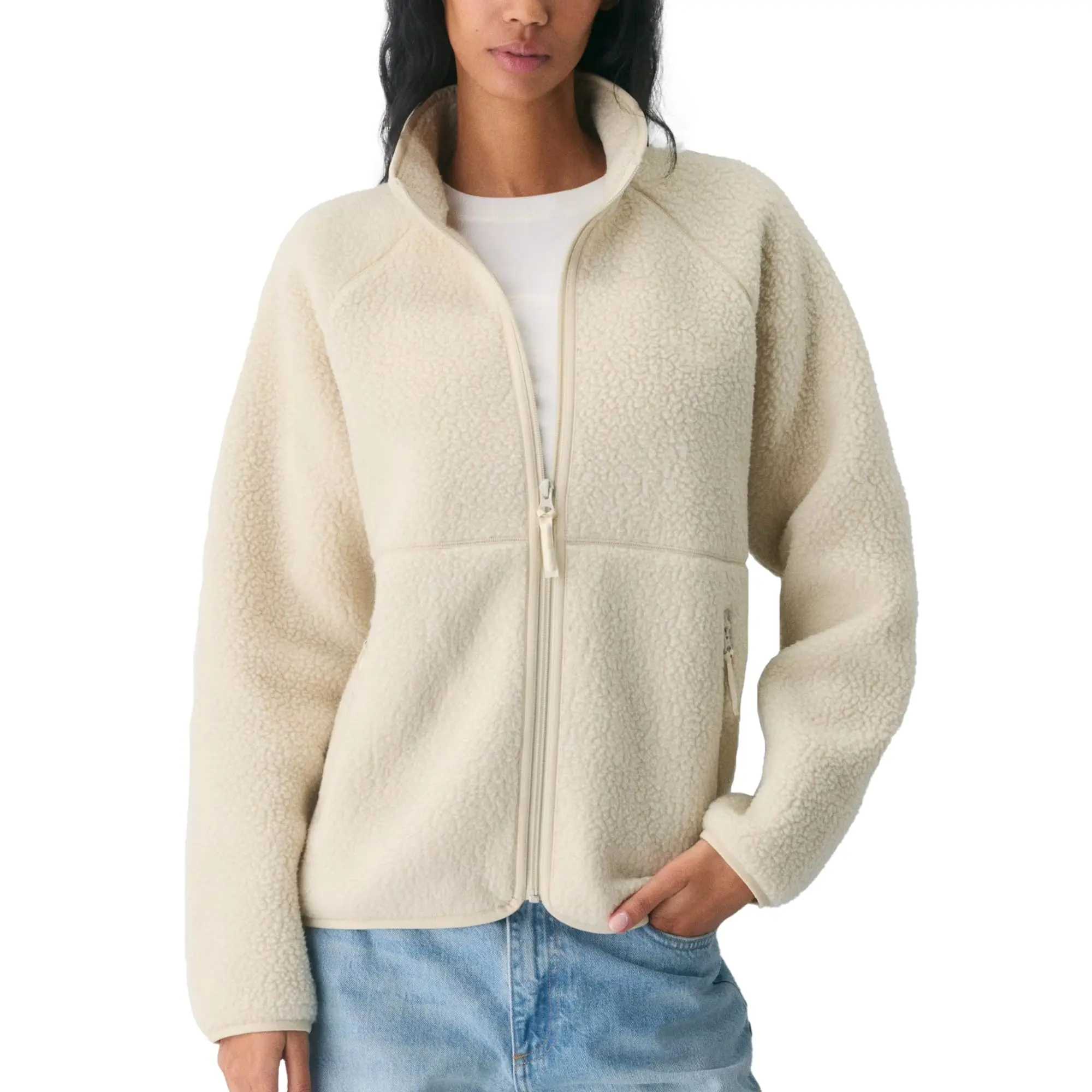 Hixiaohe Womens Fleece Jacket Casual Fuzzy Long Sleeve Coats Sherpa Zipper Stand Collar Warm Outwear Fall Winter Clothes  TikTokShopBlackFriday,back to school,back to school shopping