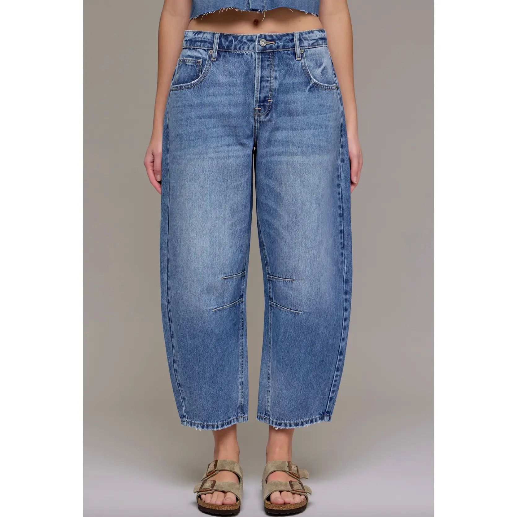 Medium Dark 25" Inseam Crop Barrel Jean