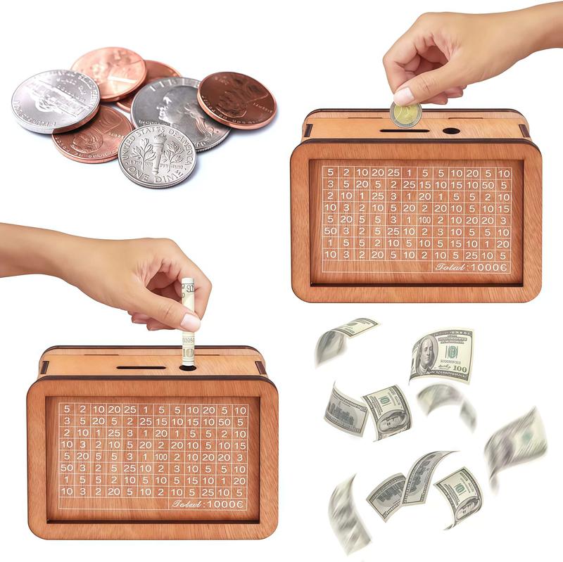 MONEYBOX Wooden - eco-friendly [biodegradable] box | Eco-friendly, sustainable design | Save up to $10,000 | stylish sturdy box | perfect for budgeting, financial planning and goal setting | perfect for teens, adults and families