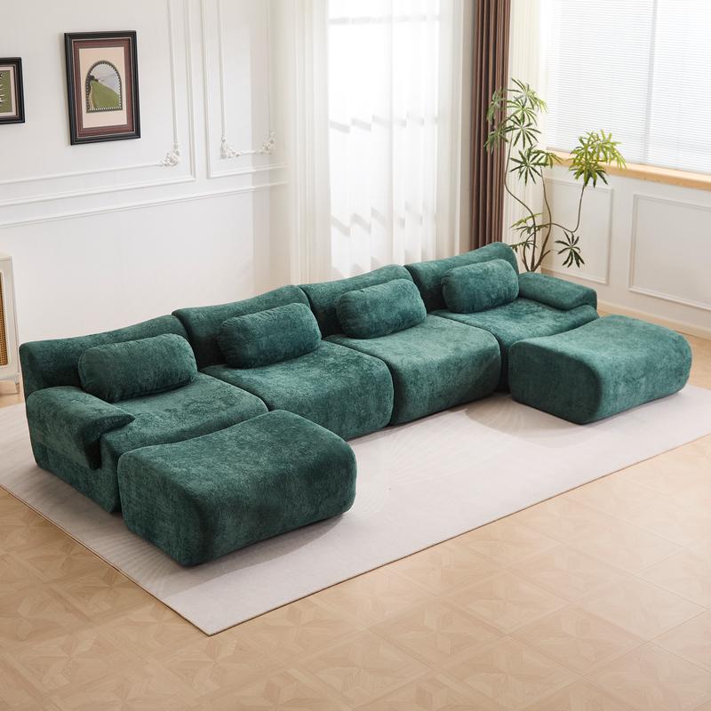 QAK 184" Living Room Bone-Free Sofa Set Cloud Modular Sofa Boxed, Memory Foam Modern Sofa, Large Comfort Compression Sofa, Compact Space Bedroom Apartment Two-Person Sofa