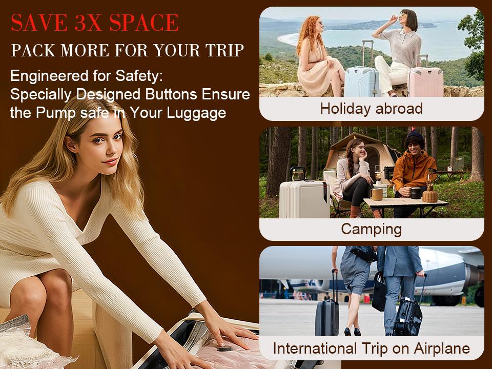 Travel Vacuum Bags Set with USB Rechargeable Electric Pump 9/15 Pack Space Saver for Clothes Durable Zipper Seal Lightweight Organizer for Trips & Luggage, Christmas Gifts, TikTokShopHolidayHaul