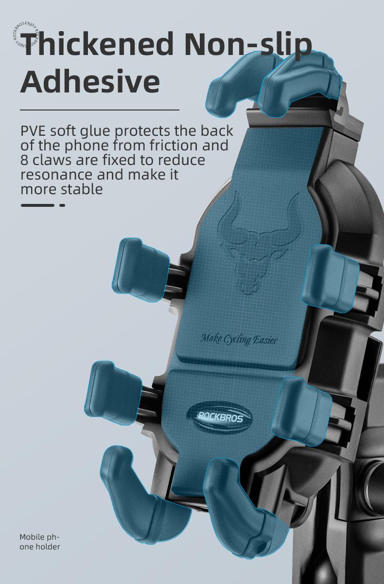 ROCKBROS Motorcycle Phone Mount with Vibration Dampener for 4.7''-7.1'' Phones, Universal Motorcycle Cell Phone Holder Handlebar Phone Mount(Handlebar Mount)