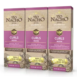 Tío Nacho Curls Shampoo for Curly Hair with Royal Jelly and Mangosteen, Moisturizing and Frizz Control Shampoo that Nourishes and Defines Curls, Natural Hair Care for Wavy or Dry Hair, 14 fl oz-3 Pack